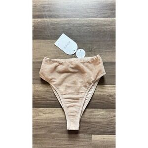 $168 NWT Rumer The Label Cassidy High Waist Bikini Bottom Women XS Nude Textured